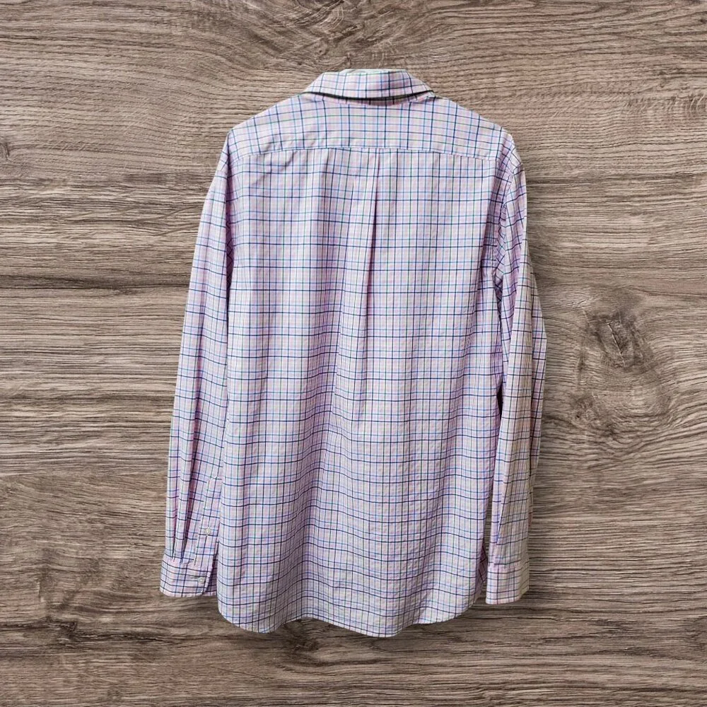 Polo Ralph Lauren Men’s XL Blue Pink Plaid Check Long‎ Sleeve Classic Fit Button